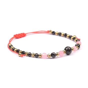 Bransoletka celebrytka czarny TURMALIN Kwarc Różowy HEMATYT ochrona miłość